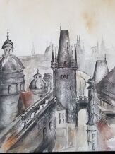 Prag, Brückenturm an der Karlsbrücke von Eva-Maria Zick verkleinert.jpg